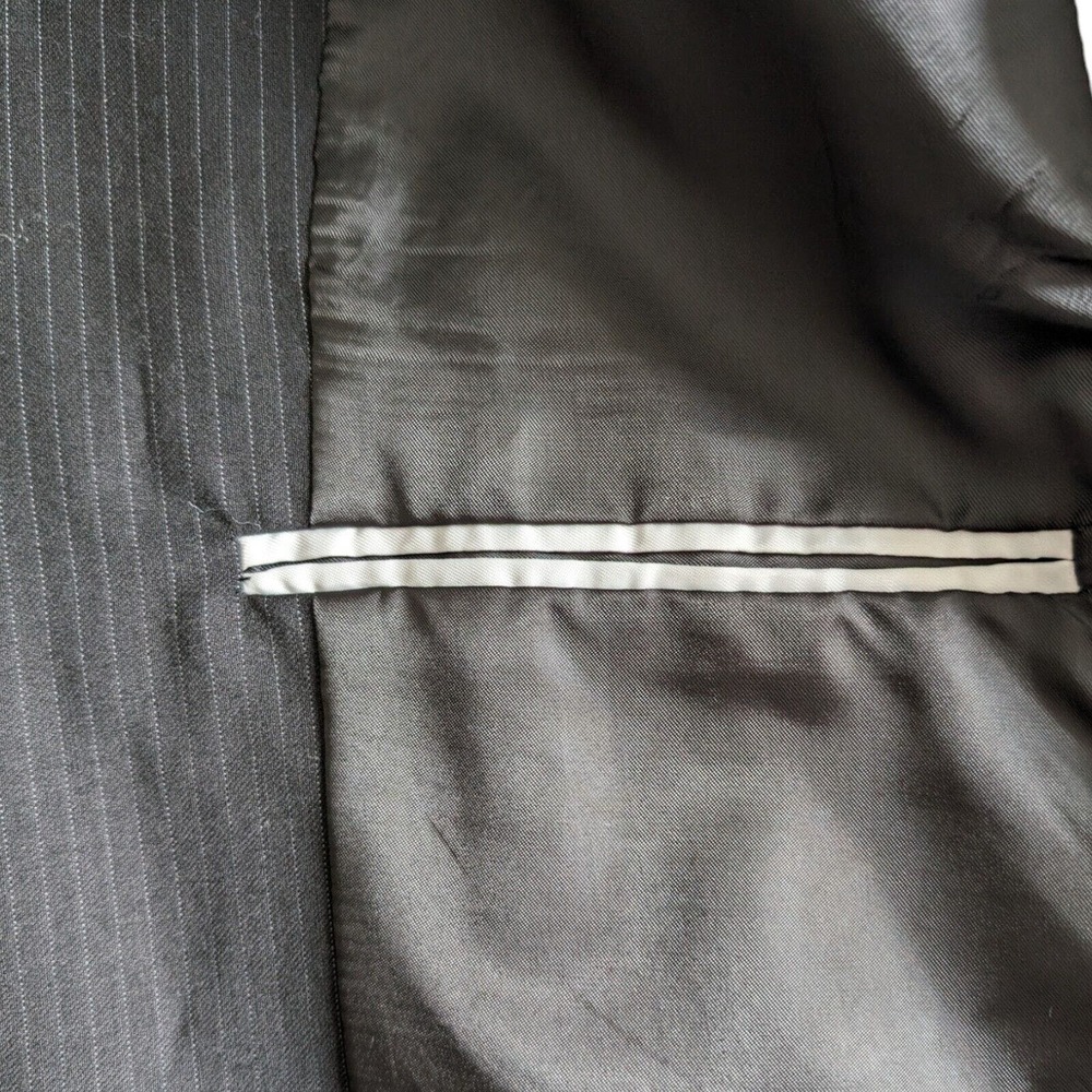 Claiborne 100% Wool Charcoal Pinstriped Suit Jacket Blazer 42 R New With Tags - Picture 7 of 13